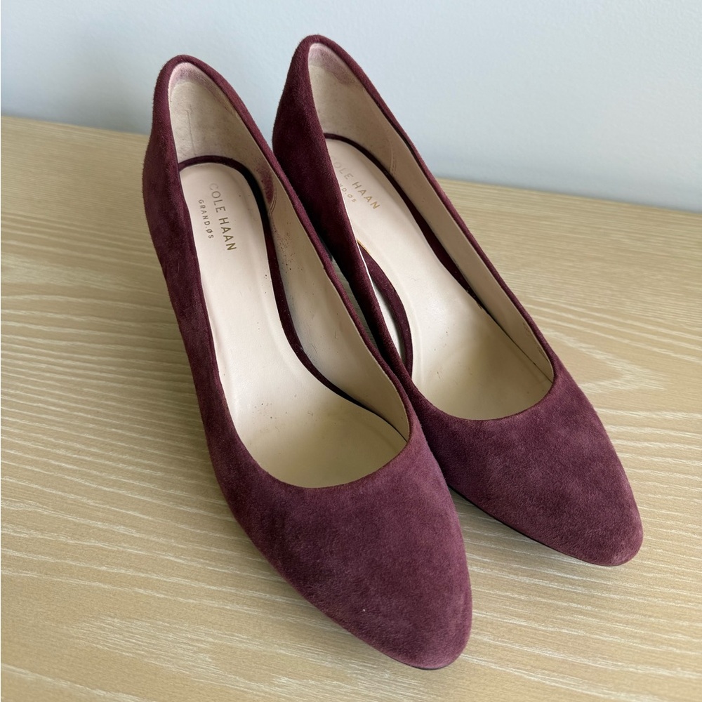 Cole Haan Burgundy Suede Pointed-Toe Pumps